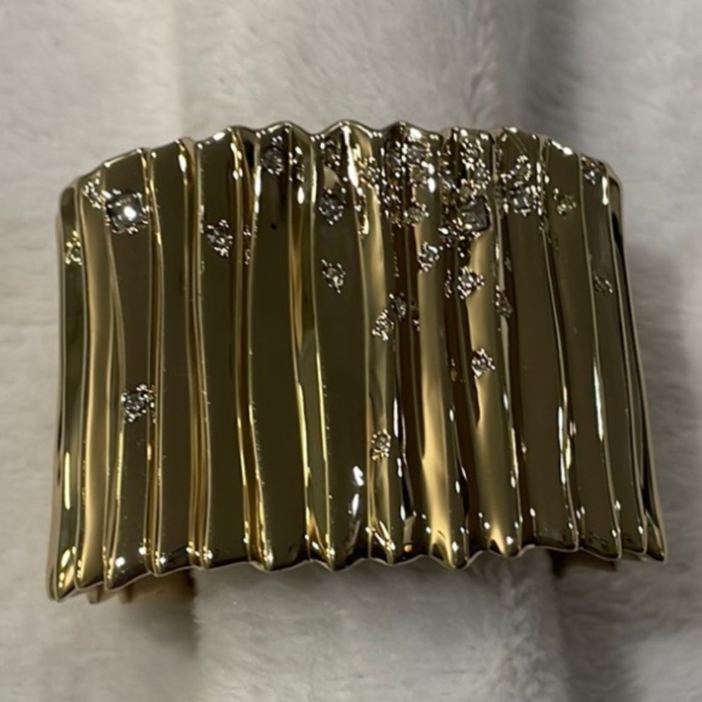 Alexis Bittar Gold Cuff Bracelet with Scattered Crystals